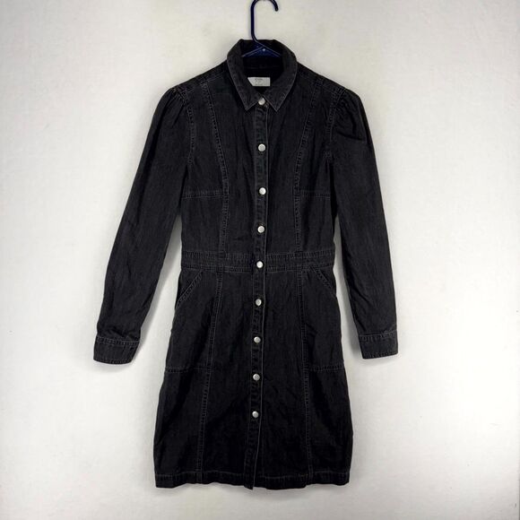 UNTUCK-it‎ For Her Black Denim Button Dress Ladies Size 2 - Picture 1 of 12